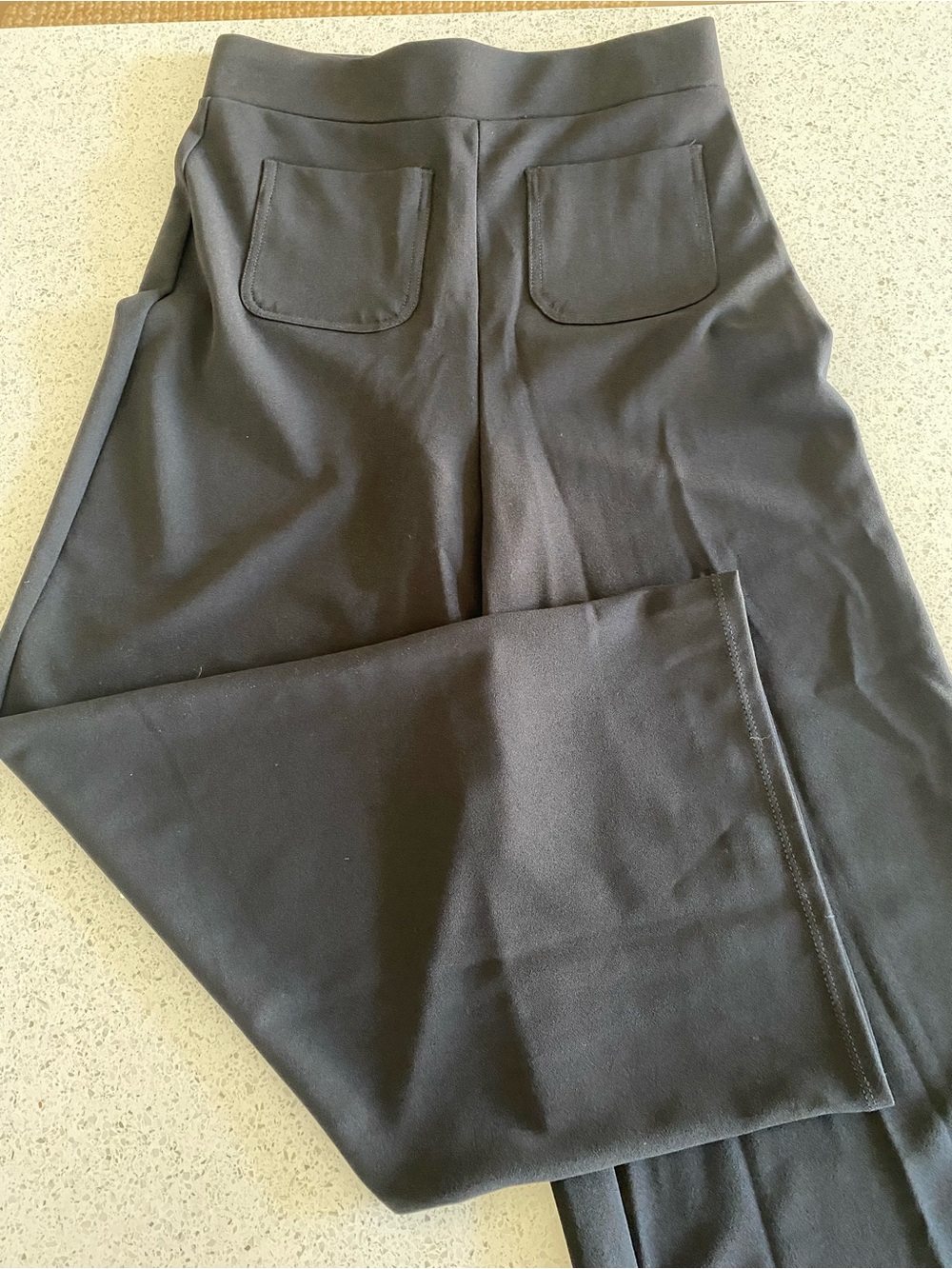 Wide-Leg High-Rise Black Women's Pants with Front Pockets